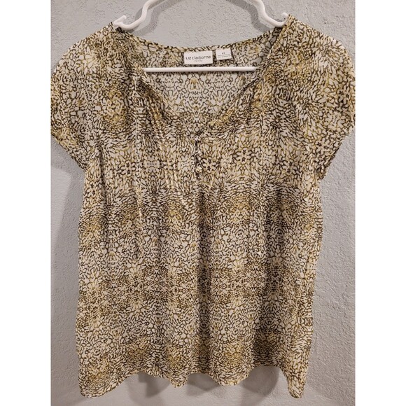 Liz Claiborne Women Petite Size PS‎ 3/4 Sleeve See-Through Blouse - Picture 1 of 5